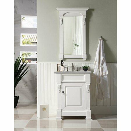 James Martin Vanities Brookfield 26in Single Vanity, Bright White w/ 3 CM Eternal Serena Quartz Top 147-V26-BW-3ESR